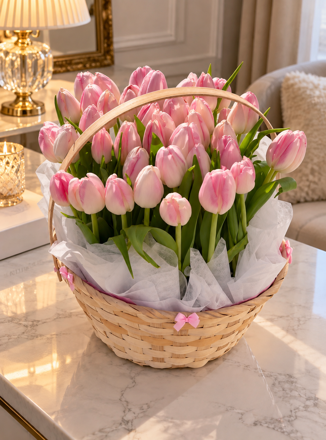 The Blush Tulip Basket